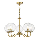 Jocelyn 5 Light Armed Pendant Natural Brass and Glass
