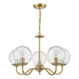 Jocelyn 5 Light Armed Pendant Natural Brass and Glass