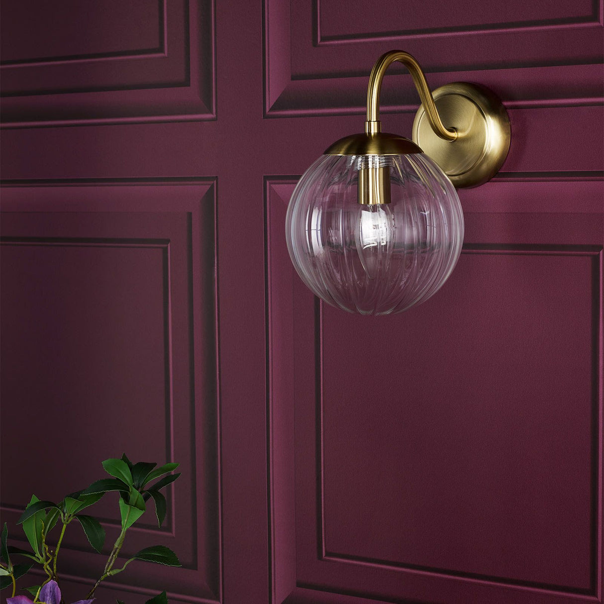 Jocelyn Wall Light Natural Brass and Glass