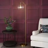 Jocelyn Floor Lamp Natural Brass and Glass
