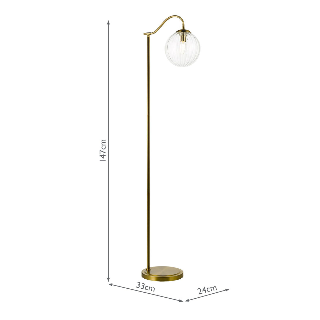 Jocelyn Floor Lamp Natural Brass and Glass