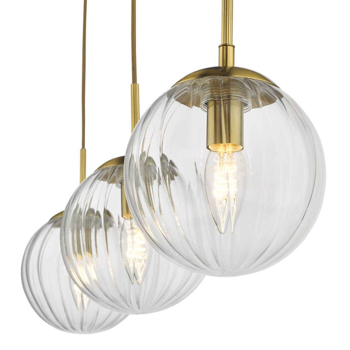 Jocelyn 3 Light Bar Pendant Natural Brass and Glass