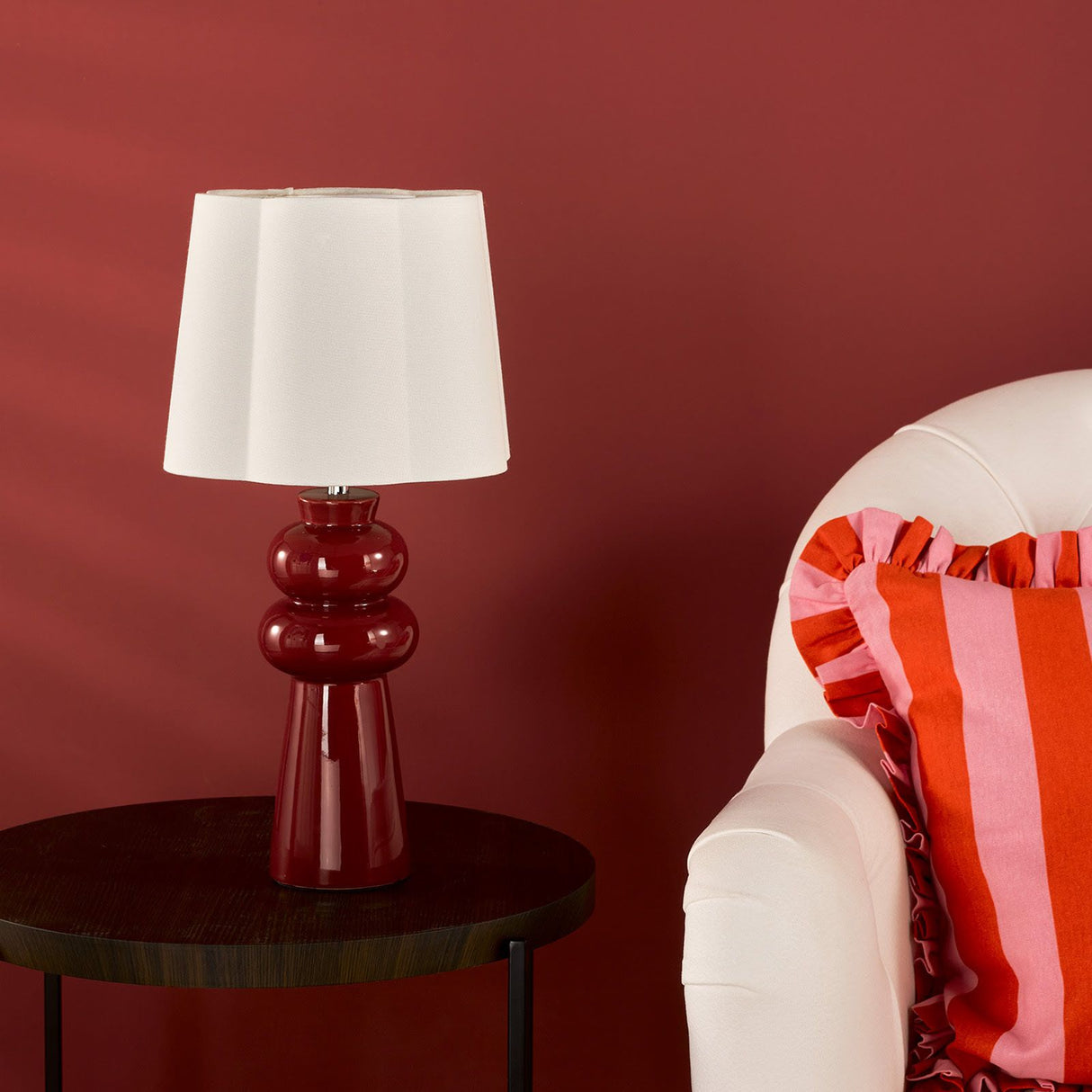 Jordana Table Lamp Pink and Polished Chrome With Shade