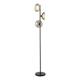 Kadience 3 Light Floor Lamp Satin Black and Smoked Glass