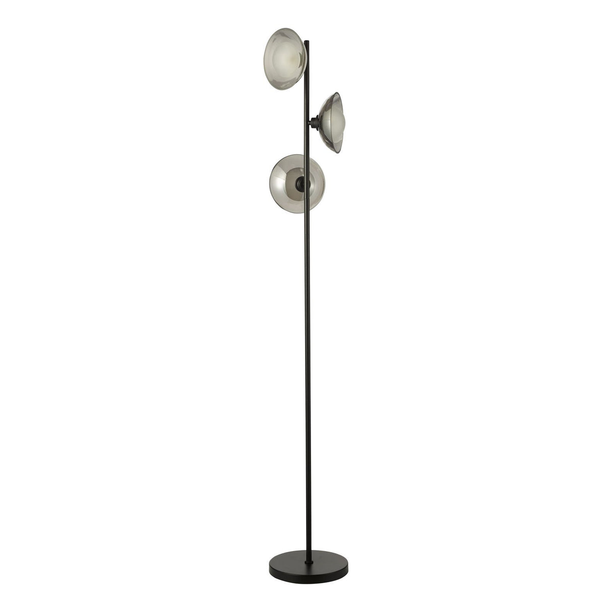 Kadience 3 Light Floor Lamp Satin Black and Smoked Glass