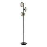 Kadience 3 Light Floor Lamp Satin Black and Smoked Glass