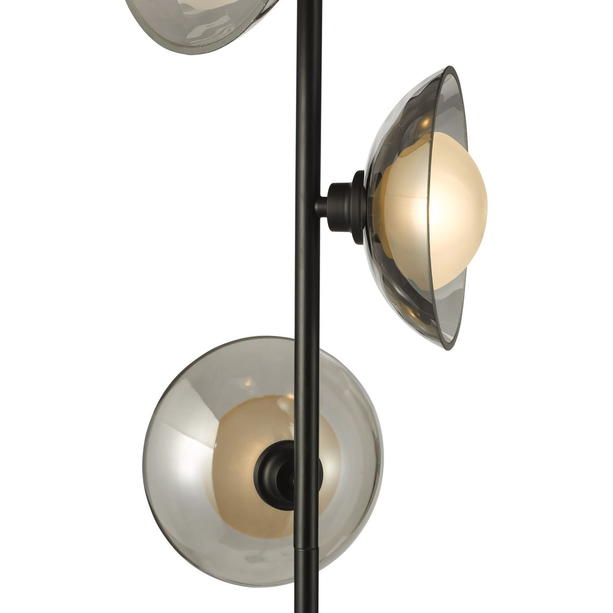 Kadience 3 Light Floor Lamp Satin Black and Smoked Glass