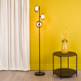 Kadience 3 Light Floor Lamp Satin Black and Smoked Glass
