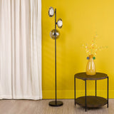 Kadience 3 Light Floor Lamp Satin Black and Smoked Glass