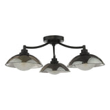Kadience 3 Light Semi-Flush Satin Black and Smoked Glass