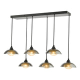 Kadience 6 Light Bar Pendant Satin Black and Smoked Glass