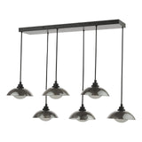 Kadience 6 Light Bar Pendant Satin Black and Smoked Glass