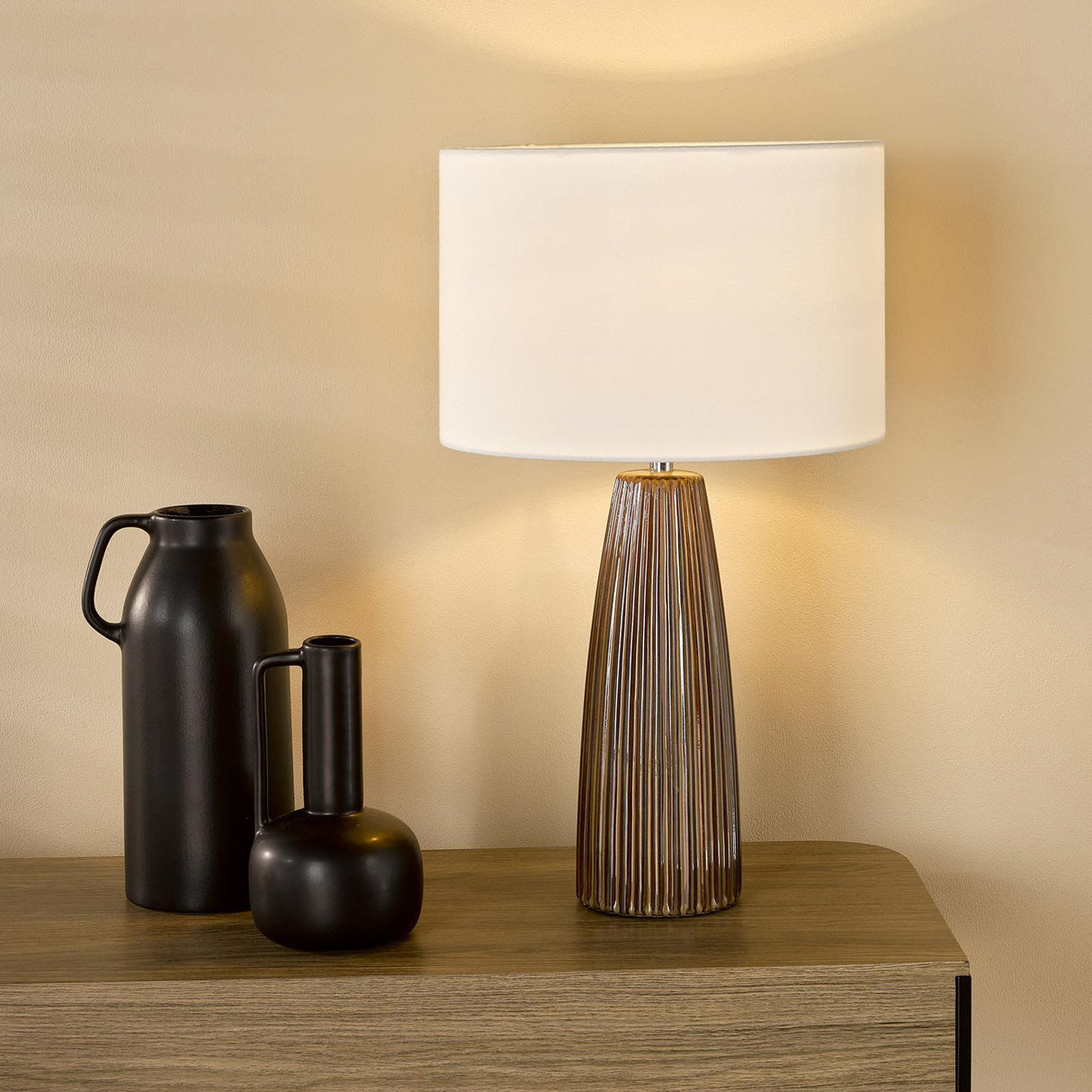 Kaulana Table Lamp Brown With Shade
