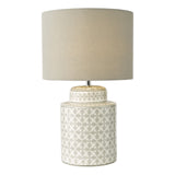 Kedron Table Lamp Grey and Satin Chrome With Shade