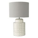 Kedron Table Lamp Grey and Satin Chrome With Shade