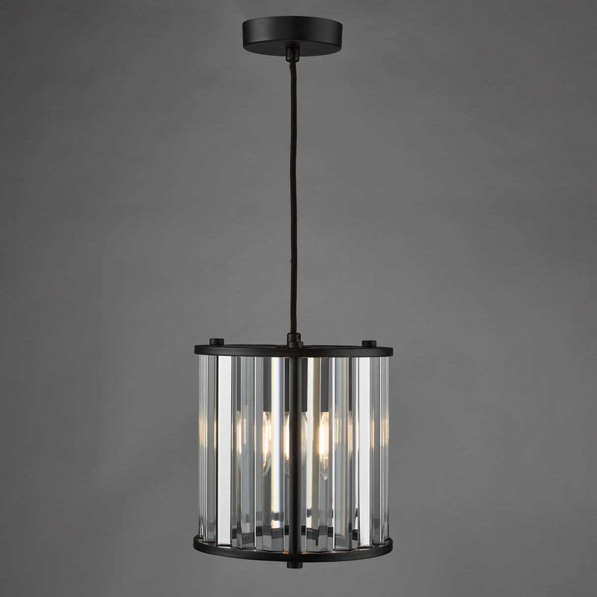 Kiran Pendant Satin Black and Crystal