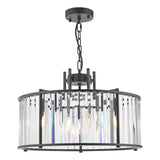 Kiran 5 Light Pendant Satin Black and Crystal