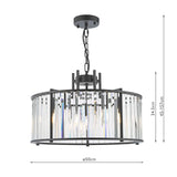 Kiran 5 Light Pendant Satin Black and Crystal
