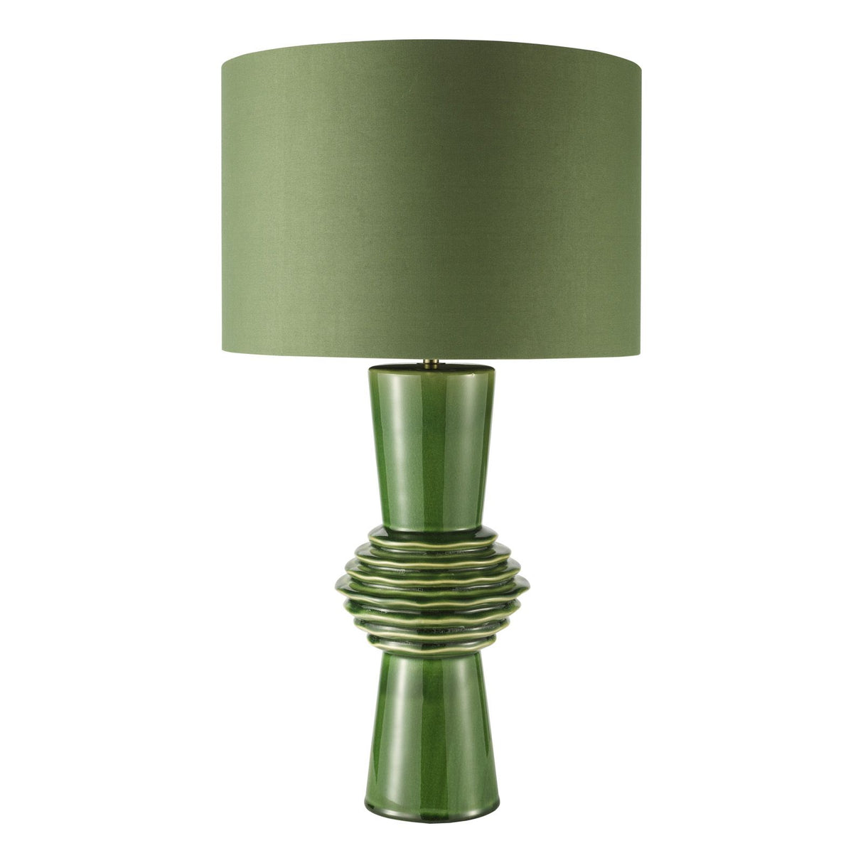 Lagle Table Lamp Green and Antique Brass With Shade