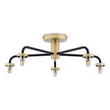 Lainey 5 Light Semi-Flush Matt Black and Antique Brass Frame Only