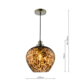 Leandra Pendant Tortoiseshell Glass and Antique Brass