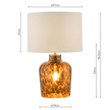 Leandra Dual Light Table Lamp Tortoiseshell Glass With Shade