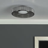 Leena Flush Satin Black and Smoked Ribbed Glass LED