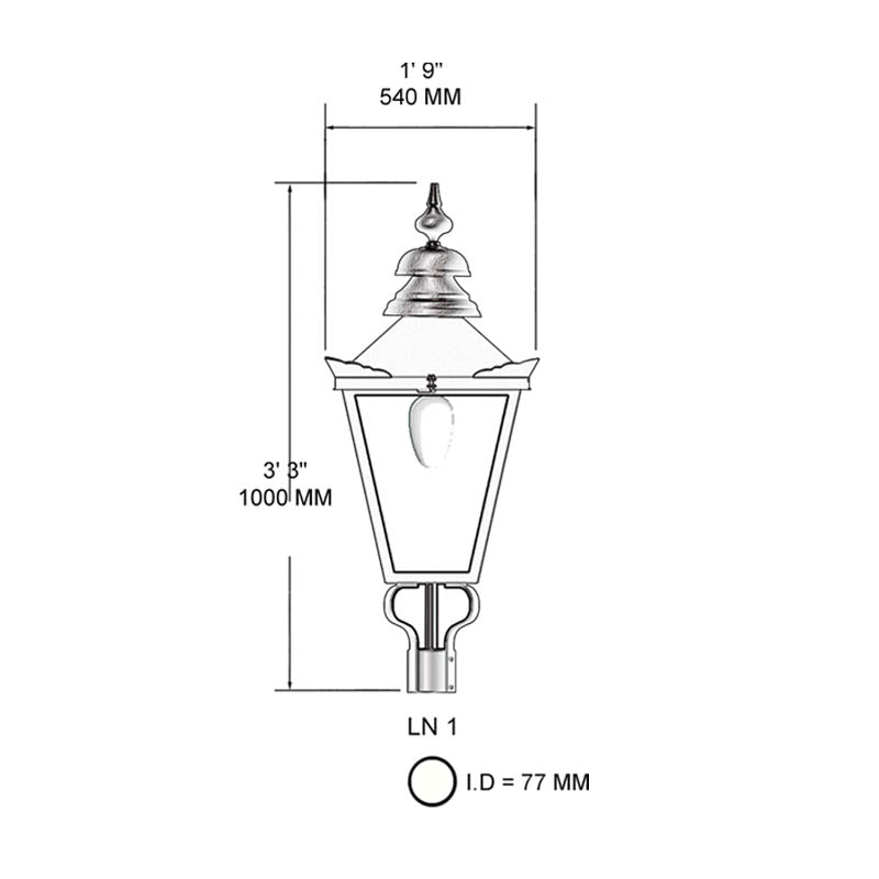 Victorian Traditional lantern - 77mm I.D. (LN001)