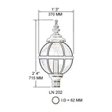 Victorian globe lantern in cast iron - 62mm inside diameter (LN202)