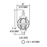 Victorian globe lantern in cast iron - 44mm inside diameter (LN203)