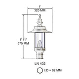 Georgian style lantern in cast iron - 62mm inside diameter (LN402)