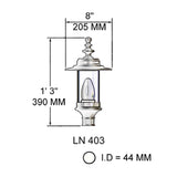 Georgian style lantern in cast iron - 44mm inside diameter (LN403)