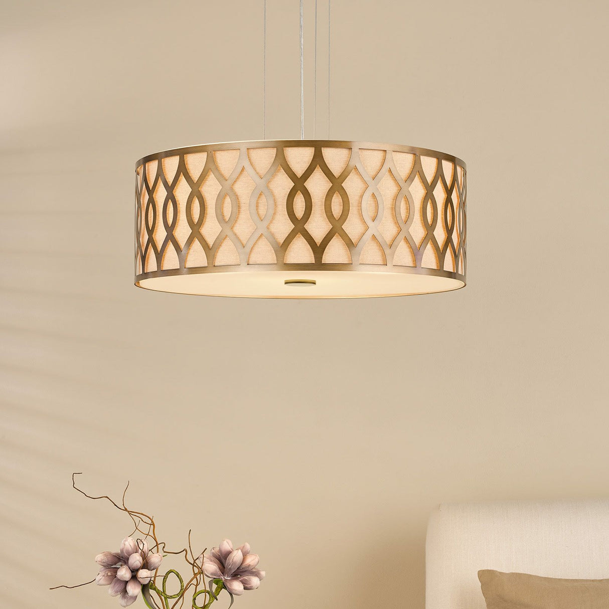 Locryn 4 Light Pendant Brushed Bronze and Taupe