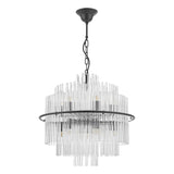 Lukas 13 Light Pendant Satin Black and Glass