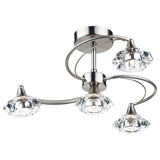 Luther 4 Light Semi-Flush Satin Chrome and Crystal