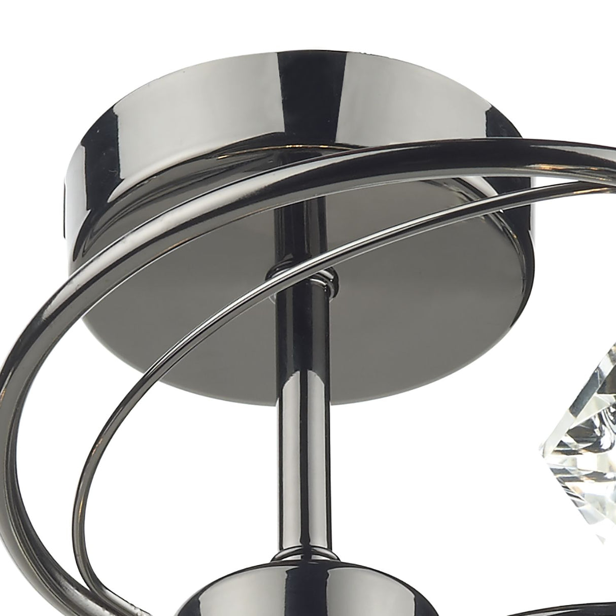 Luther 4 Light Semi-Flush Polished Black Chrome and Crystal