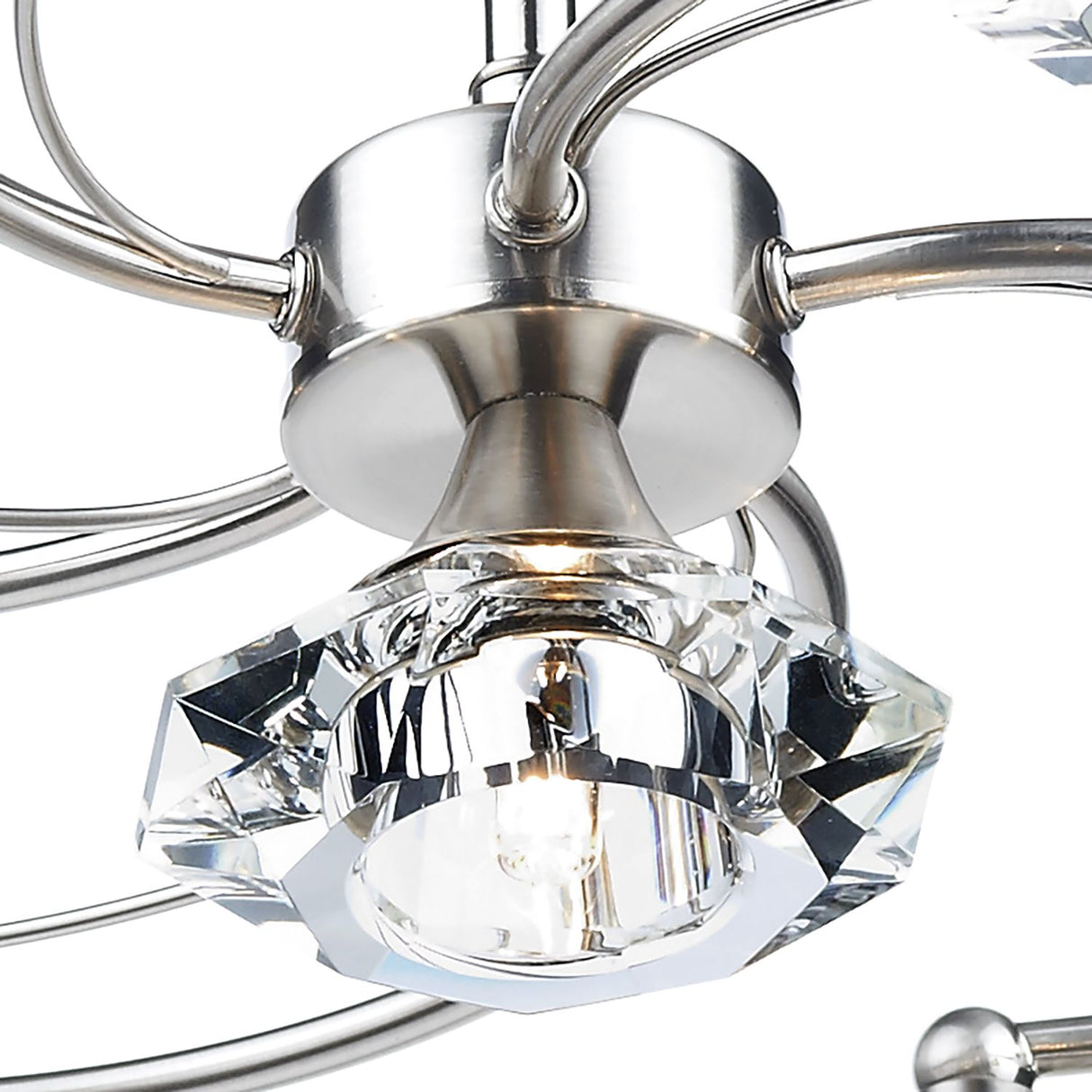 Luther 6 Light Semi Flush Satin Chrome Crystal