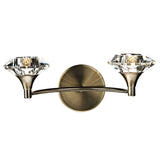 Luther 2 Light Wall Light Antique Brass Crystal
