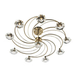 Luther 10 Light Semi Flush Antique Brass Crystal
