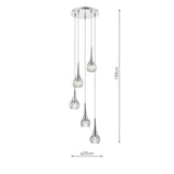 Lyall 5 Light Pendant Polished Chrome Glass