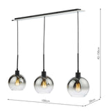 Lycia 3 Light Bar Pendant Matt Black Ombre Smoked Glass