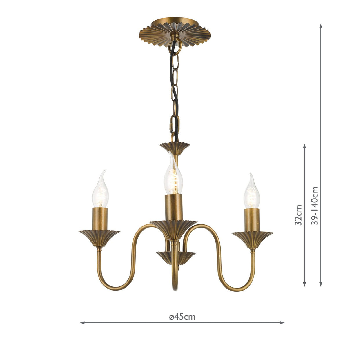 Lydian 3 Light Pendant Antique Bronze Fitting Only