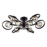 Lynette 9 Light Semi-Flush Satin Black With Smoked Glass