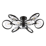 Lynette 9 Light Semi-Flush Satin Black With Twisted Glass