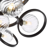 Lynette 9 Light Semi-Flush Satin Black With Twisted Glass