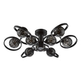 Lynette 9 Light Semi-Flush Satin Black With Black Confetti Glass