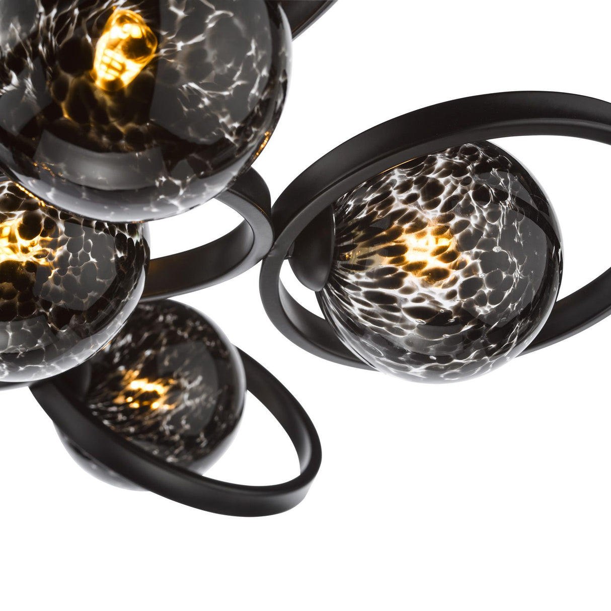 Lynette 9 Light Semi-Flush Satin Black With Black Confetti Glass