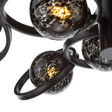 Lynette 9 Light Semi-Flush Satin Black With Black Confetti Glass
