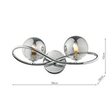 Lysandra 2 Light Wall Light Polished Chrome and Smoked Glass