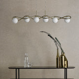 Lysandra 6 Light Bar Pendant Polished Gold and Opal Glass